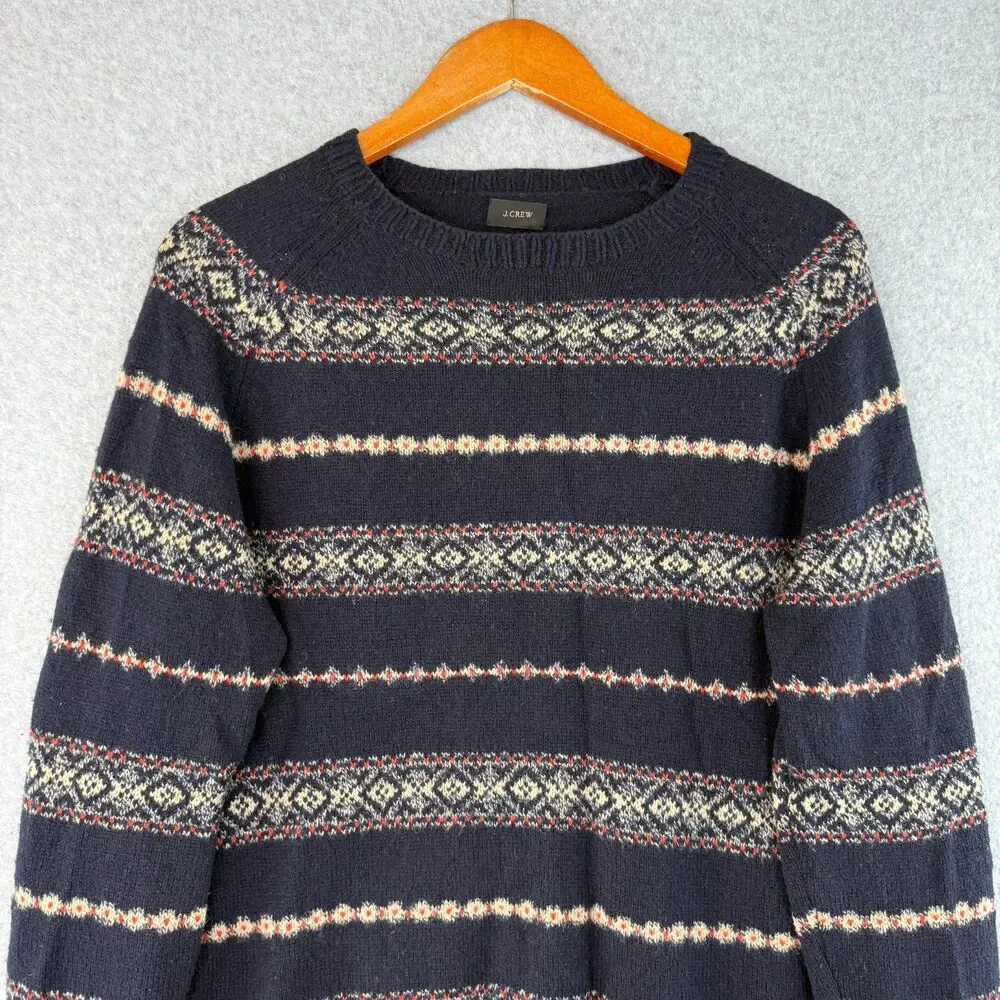 J.Crew Men's Crewneck Sweater Fair Isle Geometric Pullover Preppy Holiday Sz M